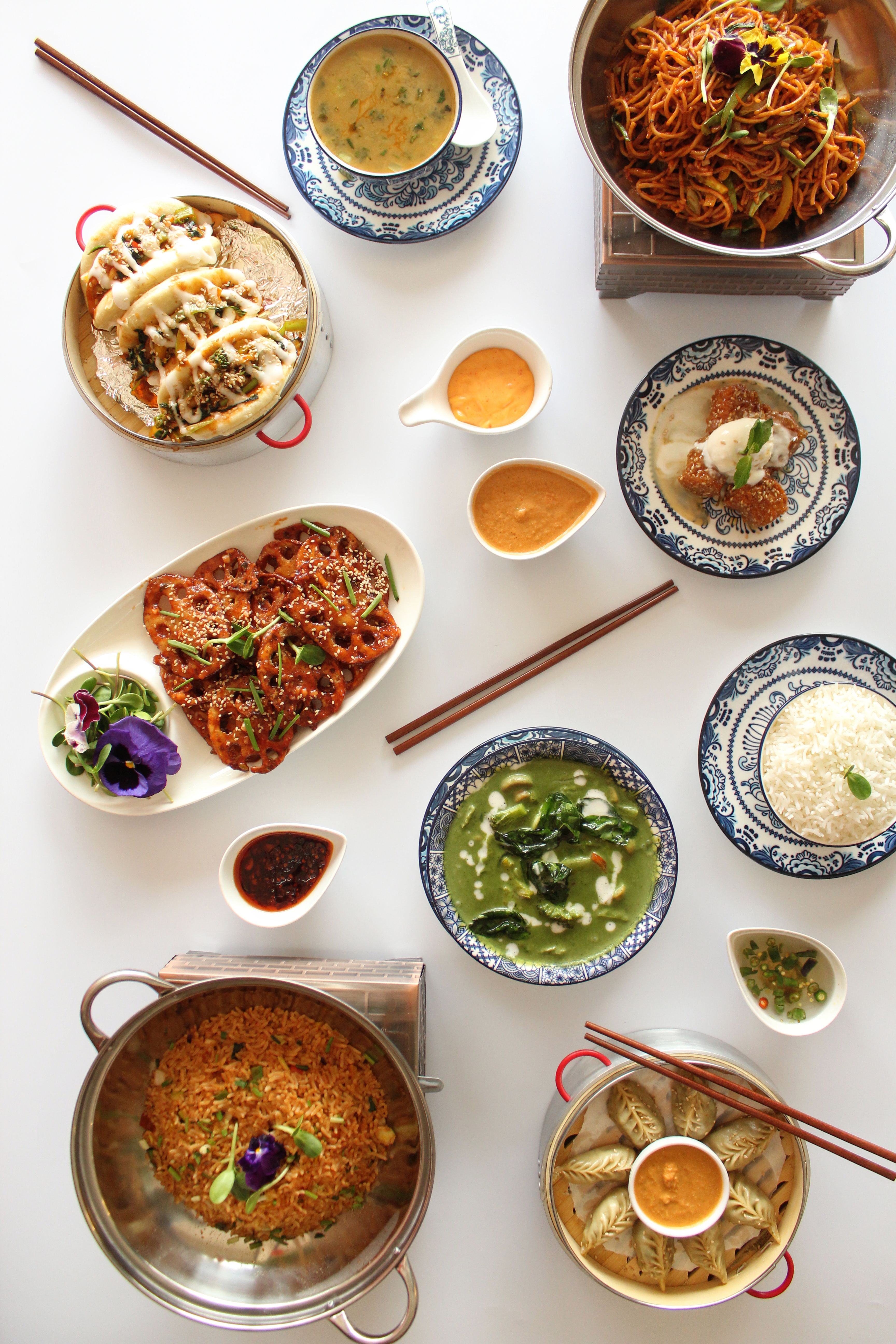 Chinese food spread